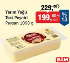 PEYSAN YARIM YAĞLI TOST PEYNİRİ 1000 G fiyat ve kampanya bilgisi